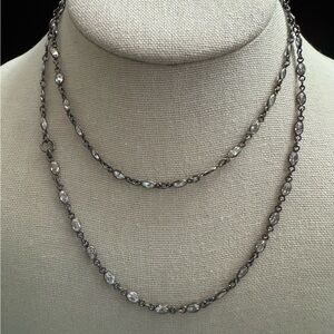 Hematite Black Necklace with Marquis CZ Stones